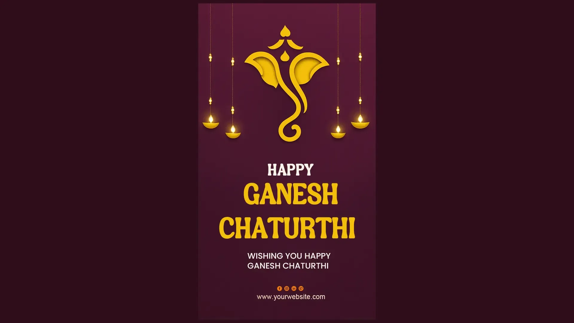 Royal Ganesh Chaturthi Instagram Story with Deep Purple and Golden Design image